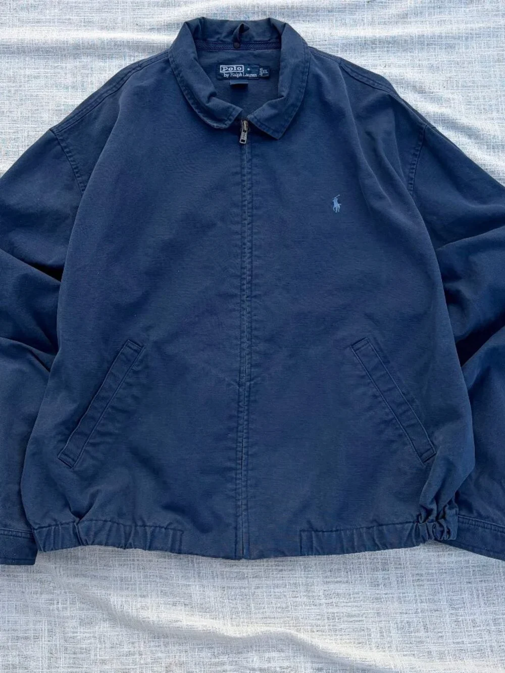 Vintage Polo Ralph Lauren Men's Navy Harrington Jacket XL Full Zip Cotton
